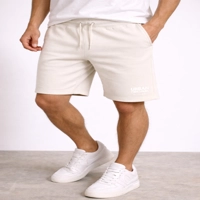  Men Premium Fleece Shorts Beige Cotton Casual Gym Sports Jogging Summer Wear Elastic Waist Wholesale Supply