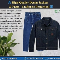 Denim Jacket Pant Set, Denim Jacket and Denim Pant Wholesale Clothing Set, Custom Logo OEM ODM Denim Wear for Bulk Buyers, Private Label Clothing Supply from Sialkot Pakistan, MOQ 30 Sets by Zoofindustries
