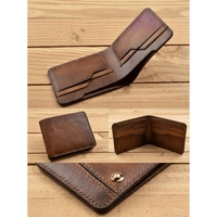  Men Handmade Brown Leather Bifold Wallet Genuine Leather Slim Minimalist Card Holder Durable Stylish Everyday Wallet OEM Pakistan