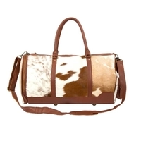  Genuine Cowhide Leather Duffle Bag Hair-On Hide Travel Weekender Gym Overnight Bag
