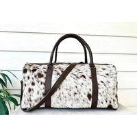  Genuine Cowhide Leather Duffle Bag Hair-On Hide Travel Weekender Gym Overnight Bag