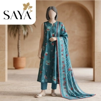 Saya 3-Piece Suits Lawn Suit Bundle Pack of 9 Women Unstitched Printed Shirt Dupatta Trouser Bulk Supply