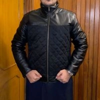  Black Quilt Leather Jacket Men Winter Fashion Quilted Genuine Leather Jacket Wholesale Supplier Pakistan