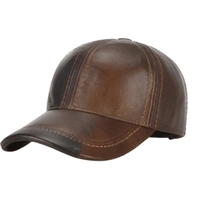  Men Real Leather Baseball Cap Dual Tone Genuine Leather Adjustable Outdoor Casual Stylish Hat