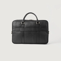  Men’s Premium Black Full Grain Leather Briefcase | Laptop Business Messenger Bag