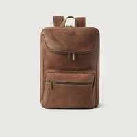  Men Cowhide Leather Laptop Backpack Travel Office School Bag Brown Backpack with Padded Straps Premium Quality