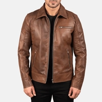  Real Sheepskin Biker Jacket - Men’s Aniline Leather Winter Coat Bulk Wholesale MOQ 4 | Private Label AMK Group