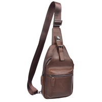  Men Genuine Leather Chest Sling Bag Crossbody Shoulder Backpack Casual Travel Outdoor Compact Everyday Carry Bag