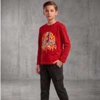  Boys' Batman Graphic T-Shirt - Red 100% Cotton Full Sleeves Kids' Casual Wear Bulk Wholesale | Onion Outfits