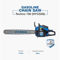  Hyundai Gasoline Chain Saw Techno 700 | 58cc 2.4KW Petrol Chainsaw | 24” Heavy Duty Cutting Machine