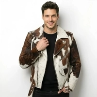  Men's Handmade Hair On Hide Leather Biker Jacket – Genuine Cowhide Moto Style