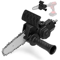  6 Inch Mini Chainsaw Attachment Drill Converter Adaptor Electric Drill to Chainsaw Conversion Kit High Hardness Steel Chain Portable Wood Cutting Pruning Gardening Tool OEM Use