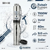  1100W AC/DC Solar Submersible Water Pump | 144V | 60m Head | 9.0 m³/h | Model 4PSC9.0-60-144-1100-H