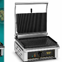  Roller Grill Panini Grill Indoor Sandwich Maker | Heavy Duty Cast Iron Contact Grill | Stainless Steel Commercial Panini Press