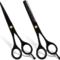  Black Powder Coating Hairdressing Barber Scissors Thinning Combination Set Salon Home or Travel Use 6 Inch Best Quality