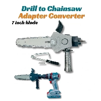  Portable Electric Drill to Chainsaw Adapter Converter - DIY Modified Attachment with 7-Inch Guide Plate & Auxiliary Handle for Wood Cutting
