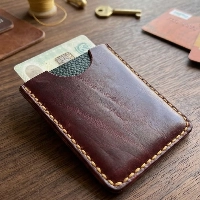  Custom Handmade Minimalist Genuine Leather Card Holder Wallet