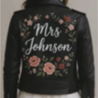 Custom Name Leather Jacket Personalized Embroidered Floral Faux Moto Biker Coat