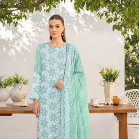  Full Chikankari Embroidered Lawn Unstitched 3pc with Embroidered Bamber Chiffon Dupatta