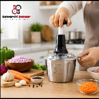  Premium Stainless Steel Manual Food Chopper – Heavy Duty Meat, Vegetable & Onion Cutter | 304 Steel Bowl