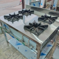  4 Burner Commercial Gas Stove Stainless Steel Cooking Range | Heavy Duty 18 Gauge Super Quality Non-Magnetic Stainless Steel 4 Burner Gas Stove for Restaurants, Hotels, Catering, Commercial Kitchens, Fast Food Businesses,