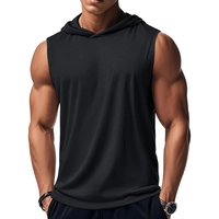  Men's Sleeveless Hoodie Tank Top Athletic Gym Shirt Workout Training Muscle Fitness Running Casual Hooded Vest