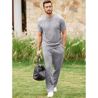  Men's 2 Piece Set Short Sleeve T Shirt and Loose Pants Casual Tracksuit Workout Activewear Clothing Set